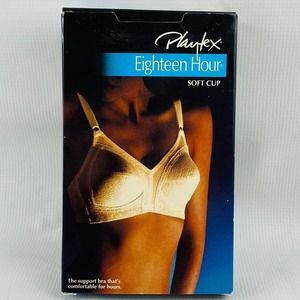 Playtex 44 D 18‎ Hour Bra Beige Soft Lace Cup 20/27 Wire Free Support Comfort